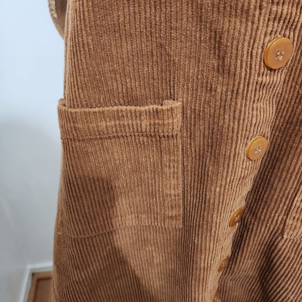 Chelsea & Violet Brown Corduroy Button-Down Dress. Size Medium. Overall Style - Picture 3 of 11